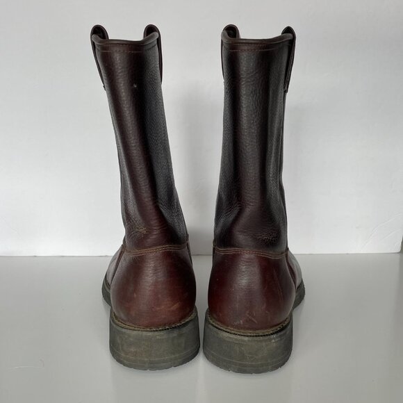 Brown Leather Combat Boots with Slip-On Design - Picture 4 of 11